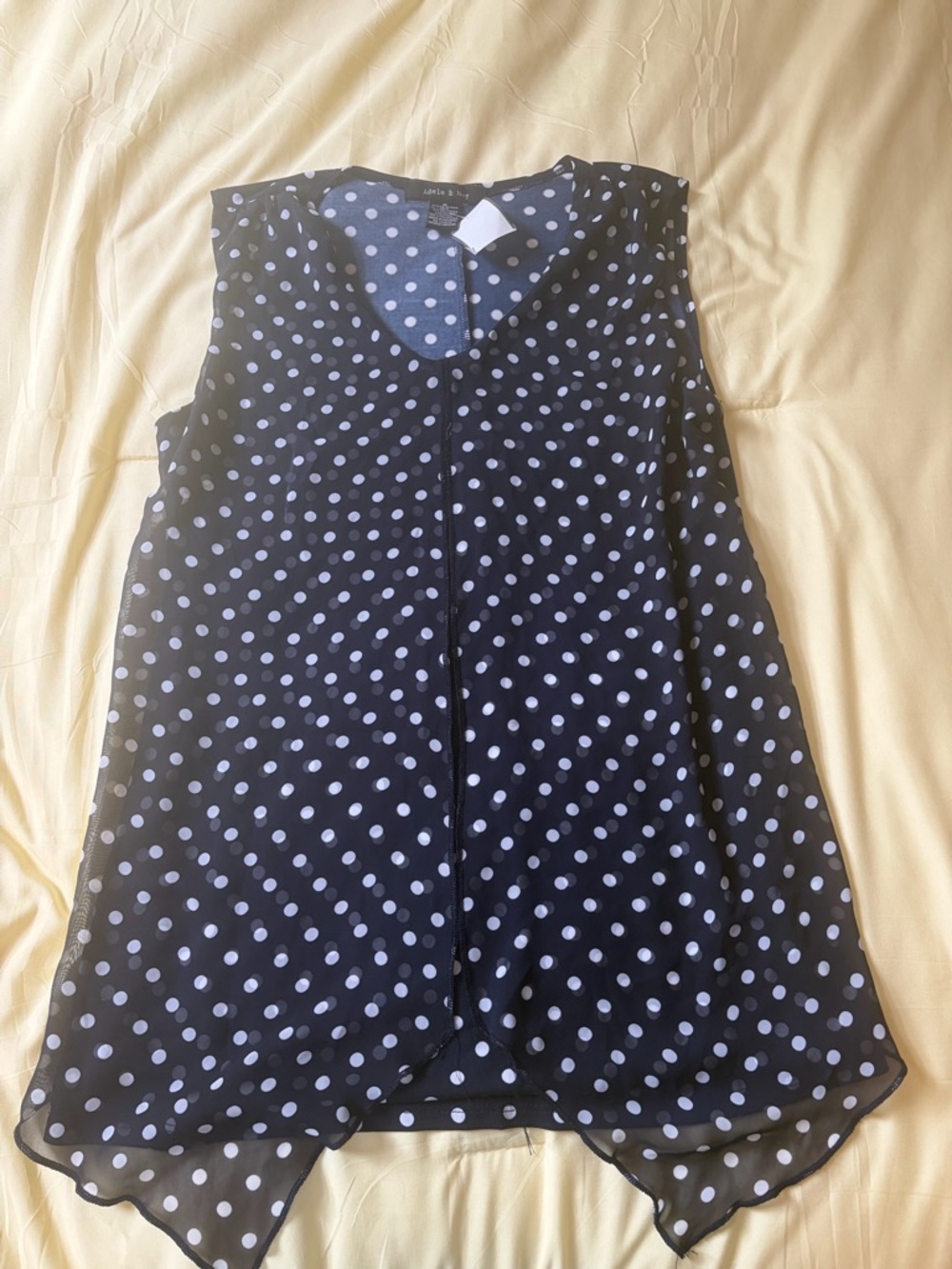 Women’s Sleeveless Polka Dot Chiffon Tunic - Navy/White